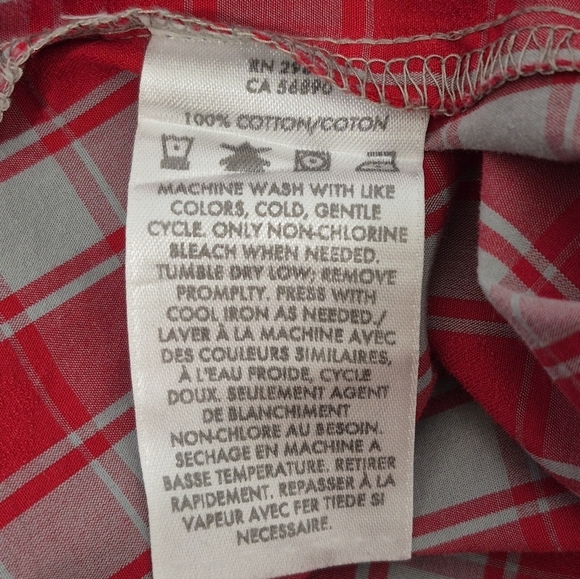 Pendleton Men's Short Sleeve 100% Cotton Red/Gray Button Down Shirt - Size XXL - Picture 6 of 6